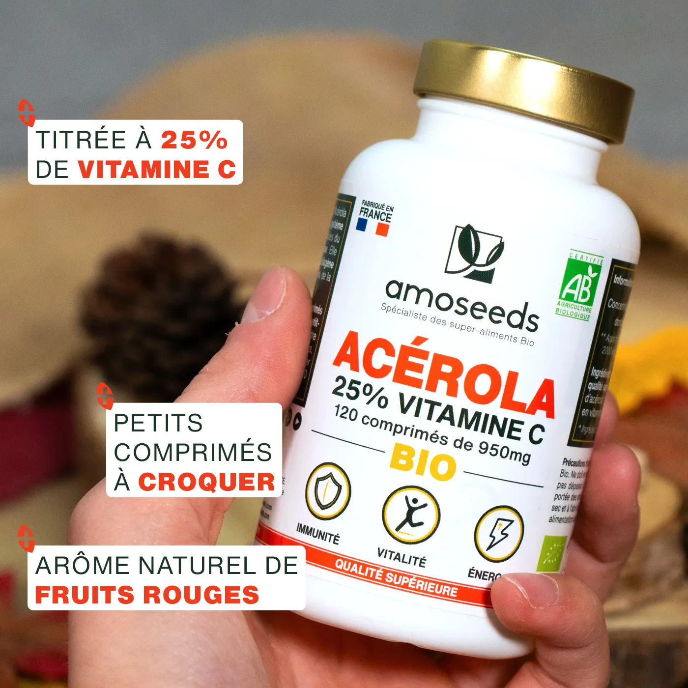Acérola Bio, 25% Vitamine C | 120 comprimés - Image 3
