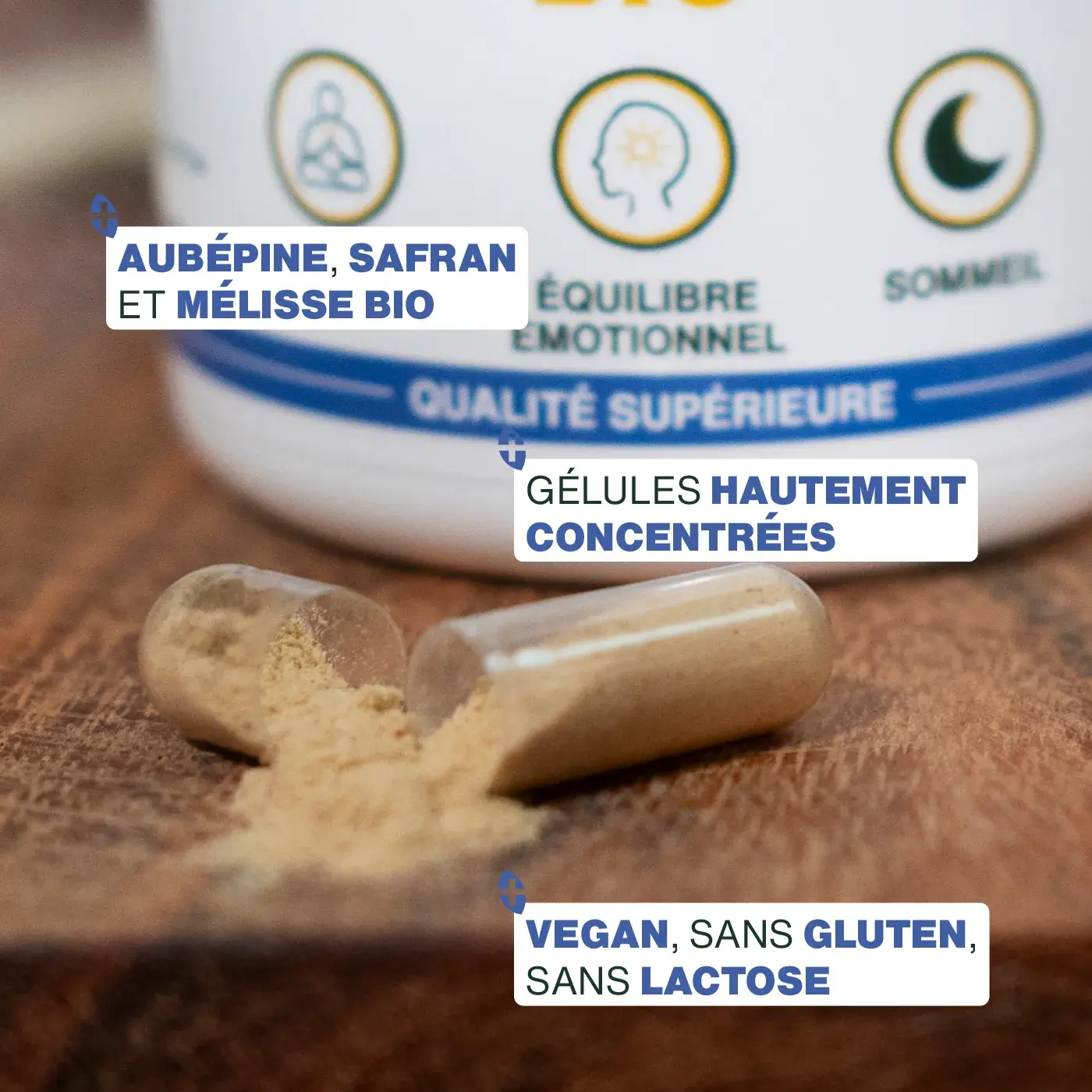 Complexe Anti-stress Bio, Aubépine, Safran, Mélisse | 90 gélules - Image 3
