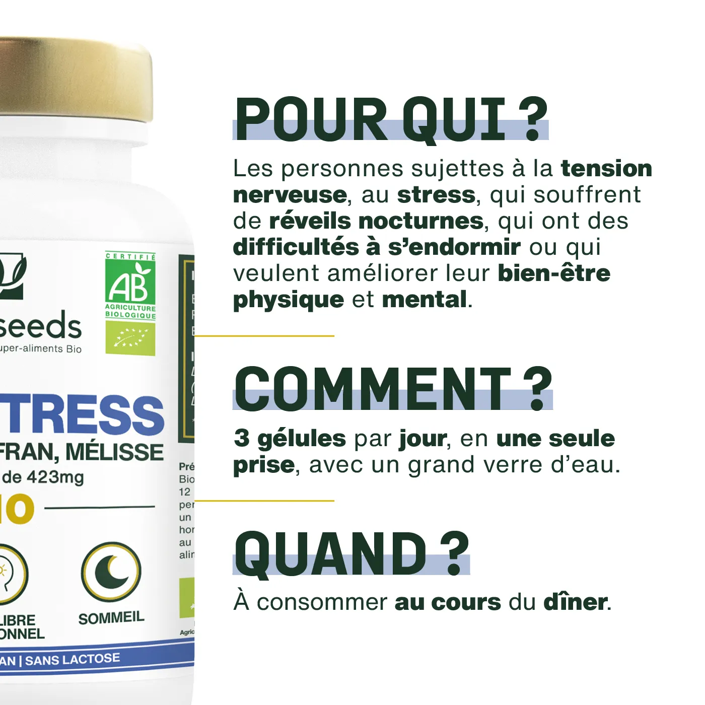 Complexe Anti-stress Bio, Aubépine, Safran, Mélisse | 90 gélules - Image 4