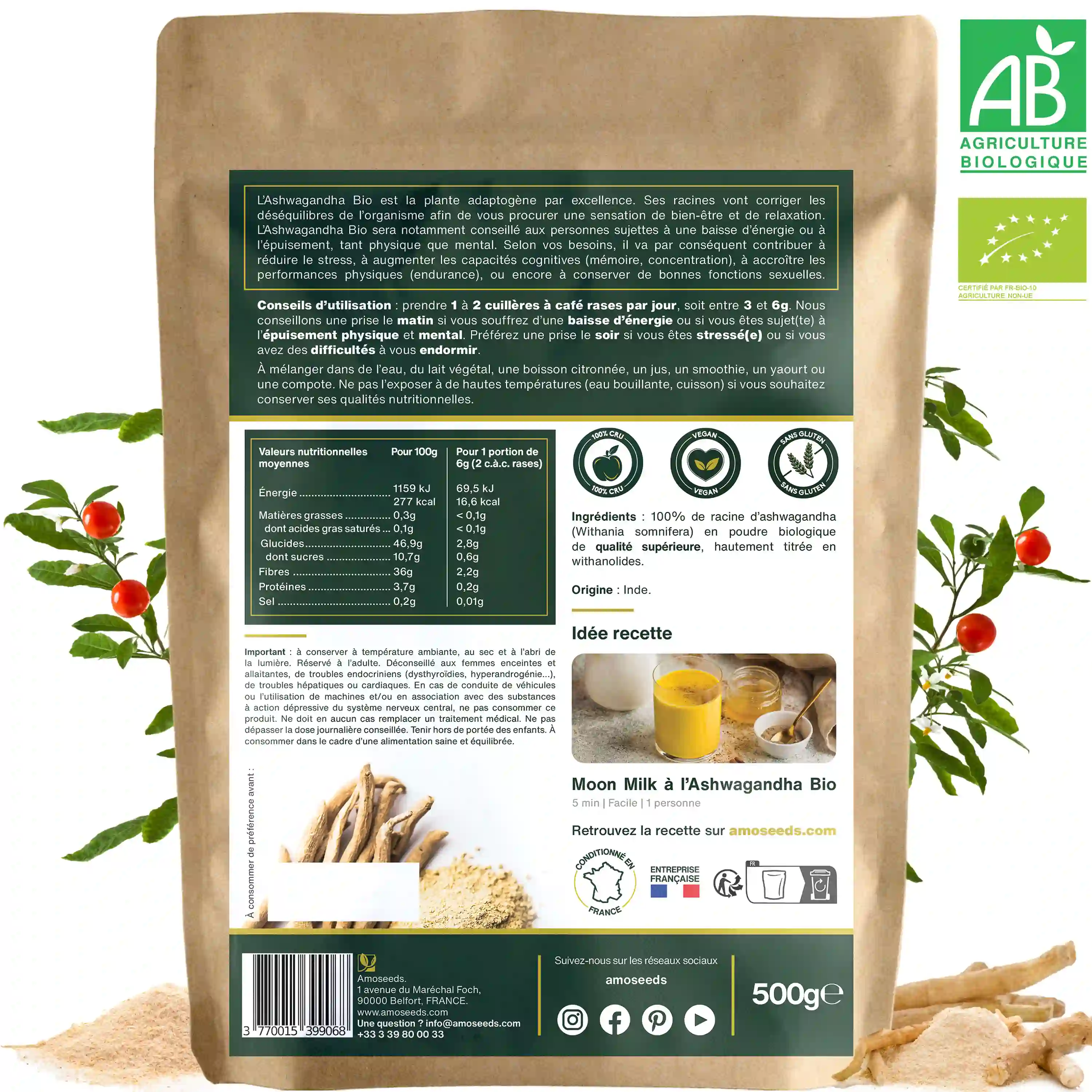 Ashwagandha en Poudre Bio 500g - Image 6