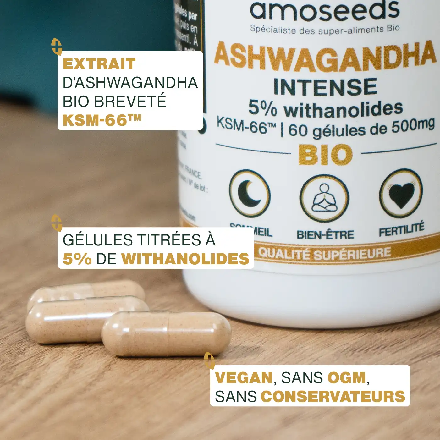 Ashwagandha KSM-66™ Bio, 5% withanolides | 60 gélules - Image 3