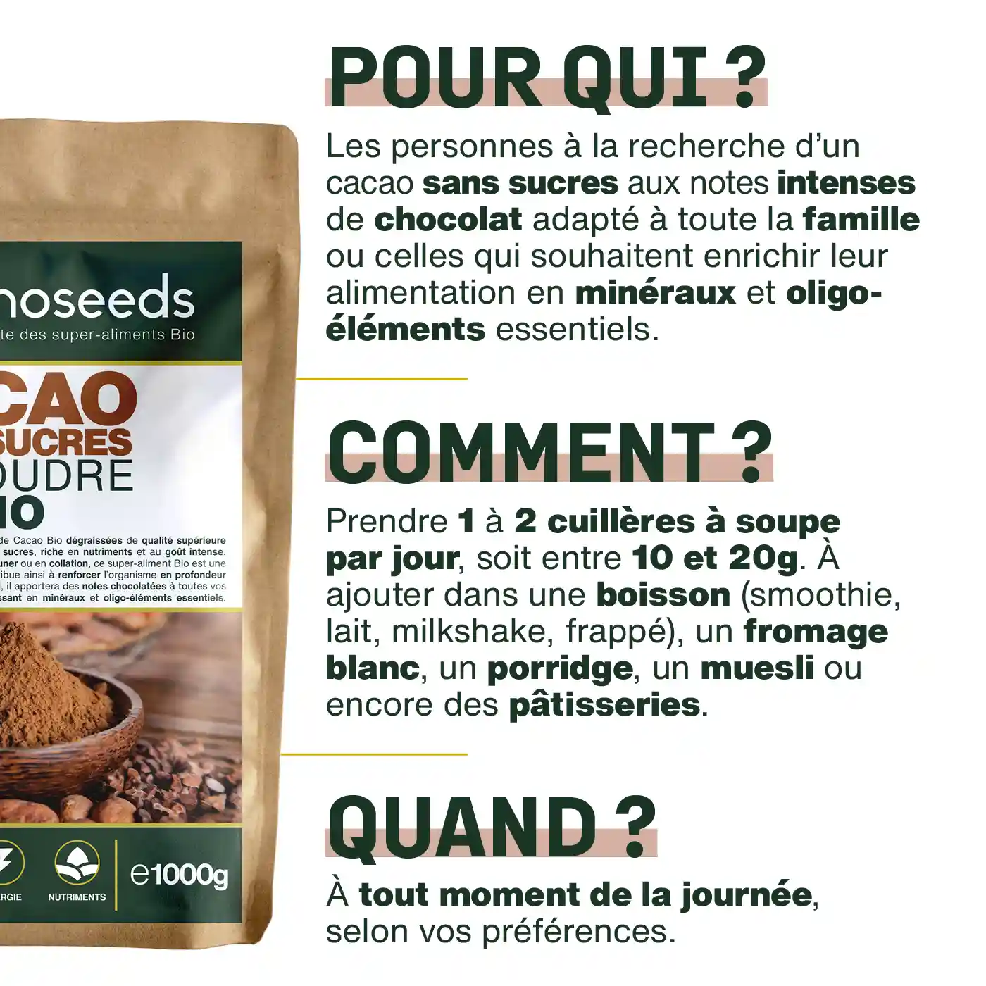 Cacao Sans Sucres en Poudre Bio 1kg - Image 4