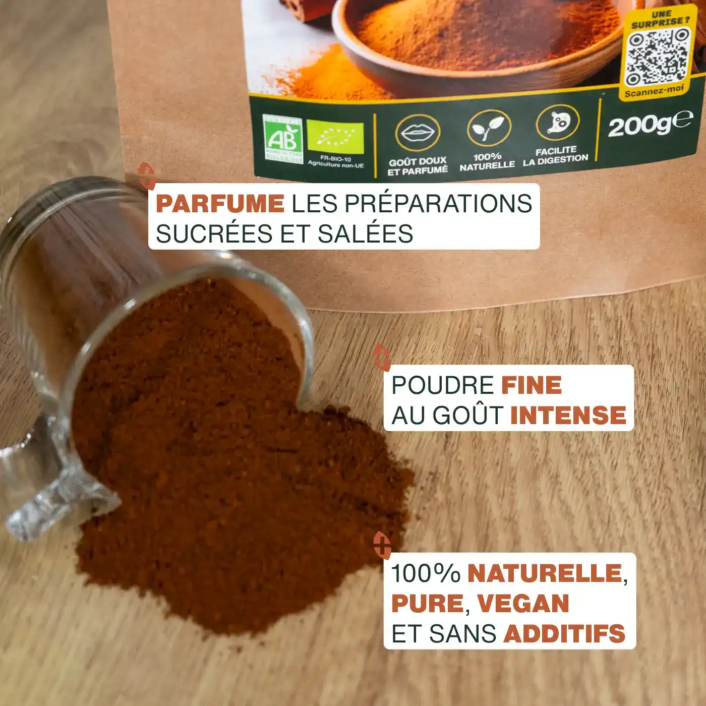 Cannelle de Ceylan en poudre Bio 200G - Image 3