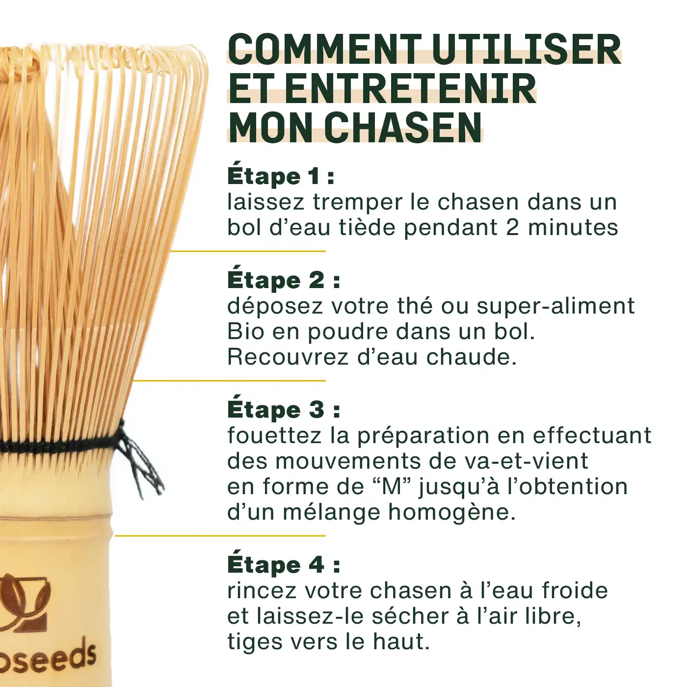 Fouet à Matcha en Bambou | Chasen 120 tiges - Image 5