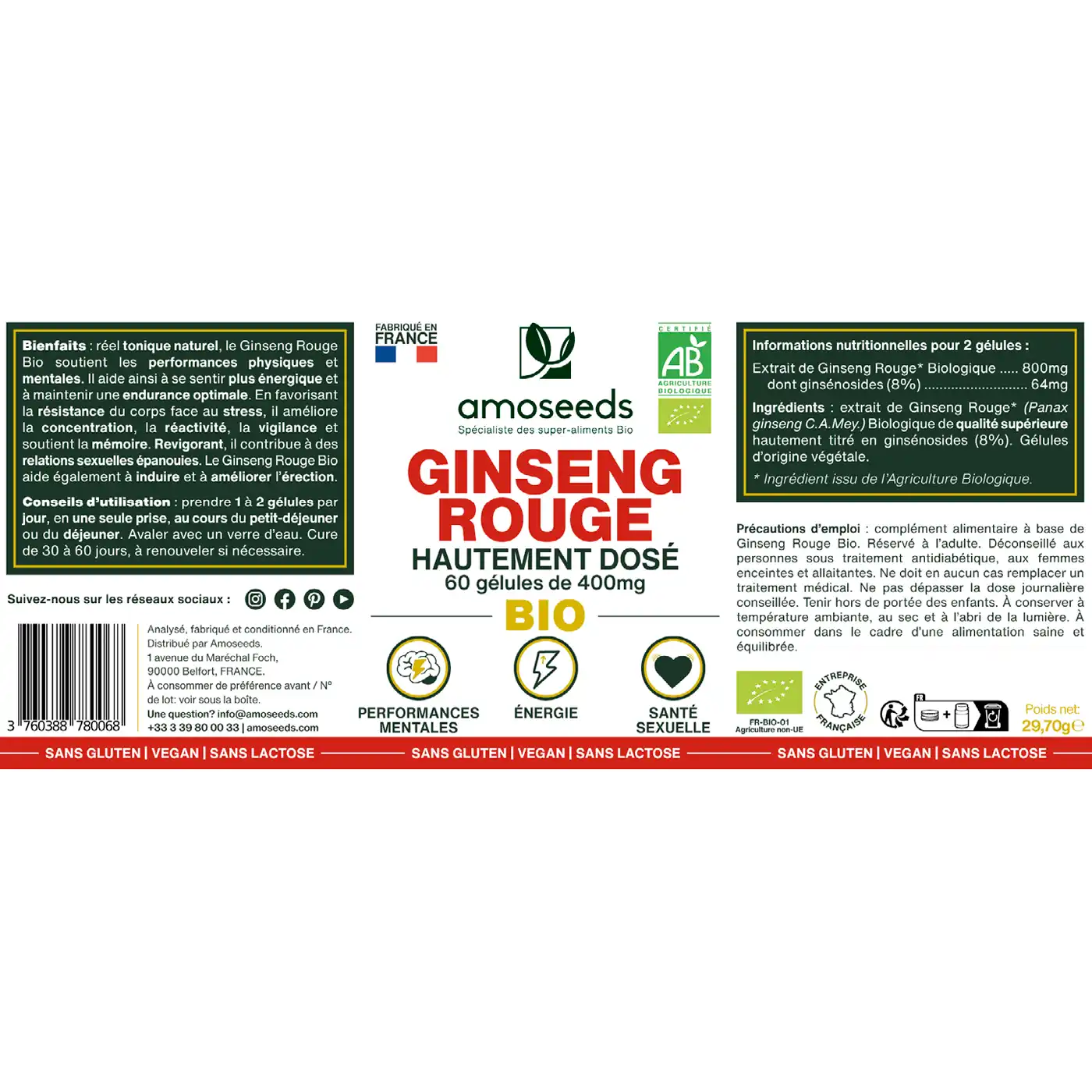 Ginseng Rouge Bio, Hautement Dosé | 60 gélules - Image 6