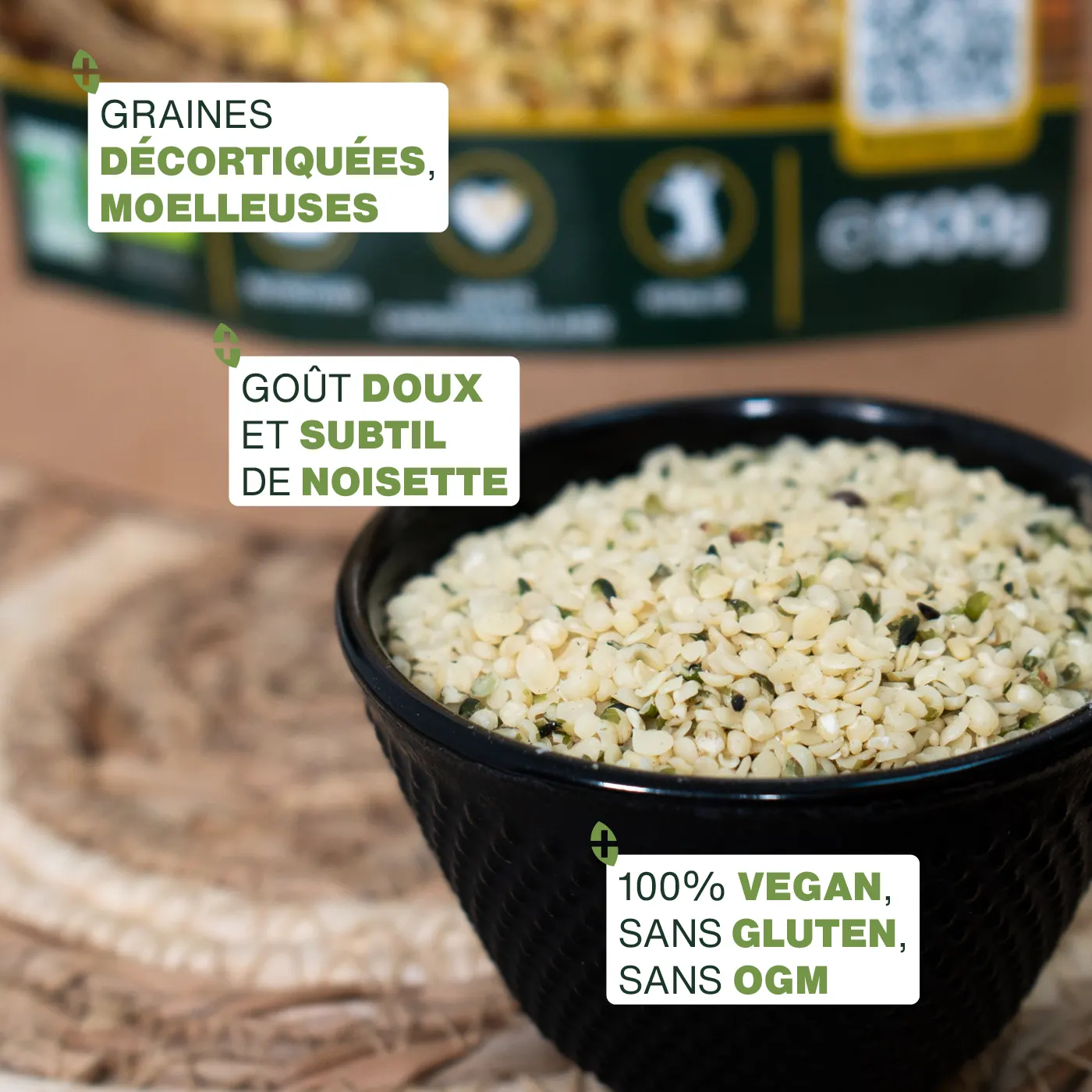 Graines de Chanvre Décortiquées Bio 500g - Image 3