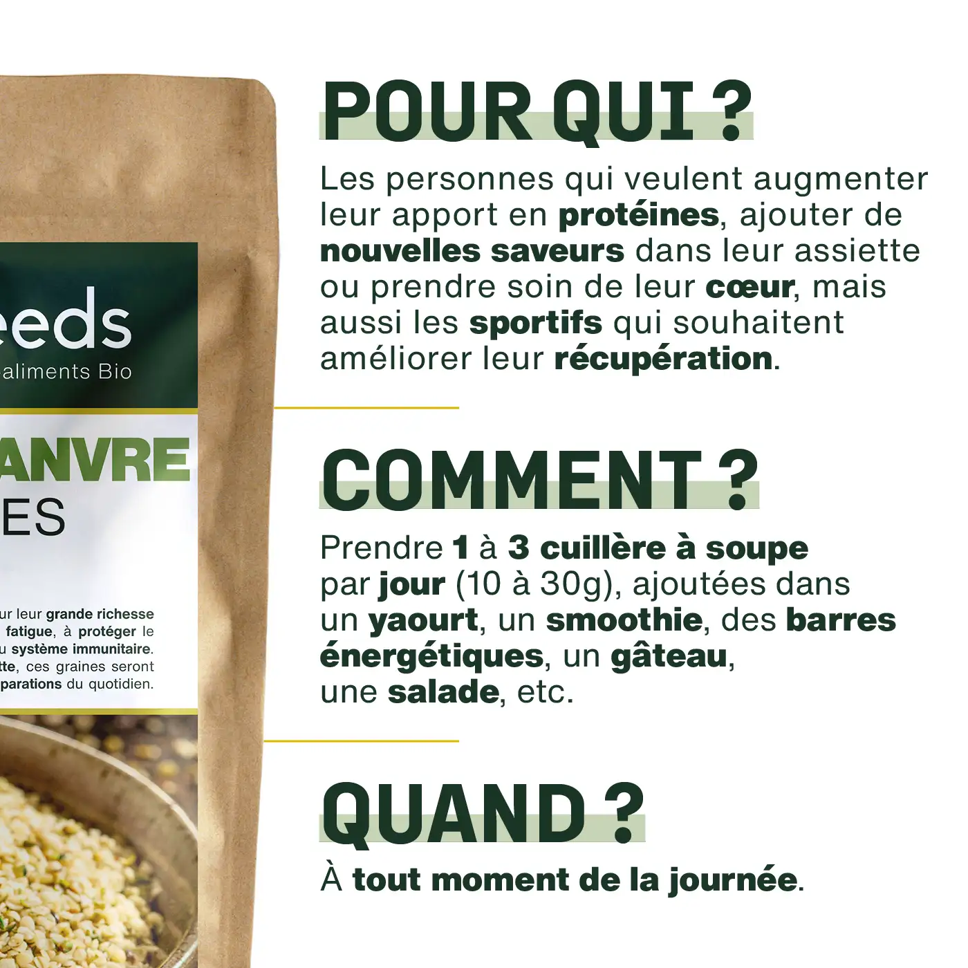 Graines de Chanvre Décortiquées Bio 500g - Image 4