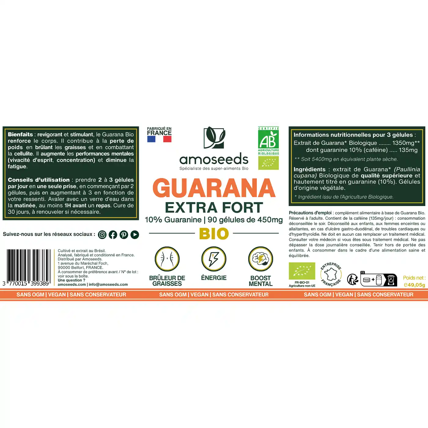 Guarana Natif Bio, 10% guaranine | 90 gélules - Image 6