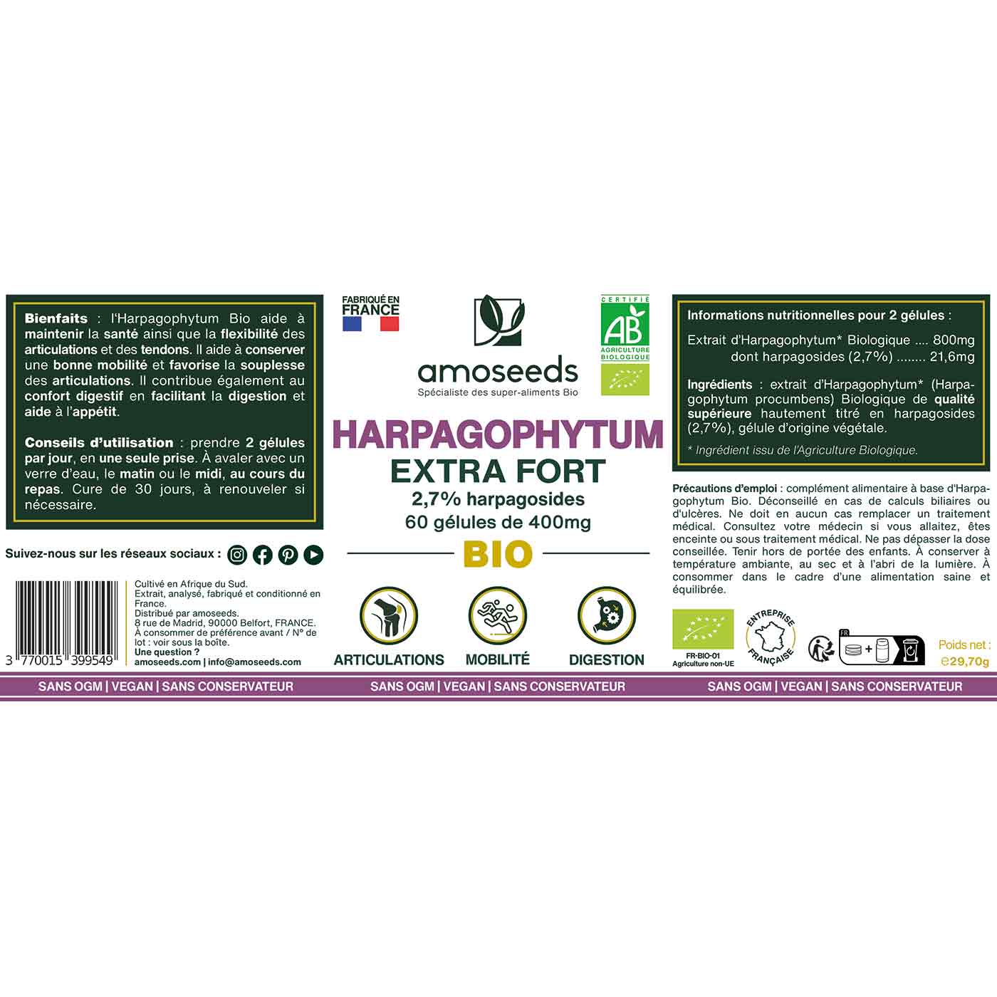 Harpagophytum Bio, Extra Fort, 2,7% Harpagosides | 60 gélules - Image 6