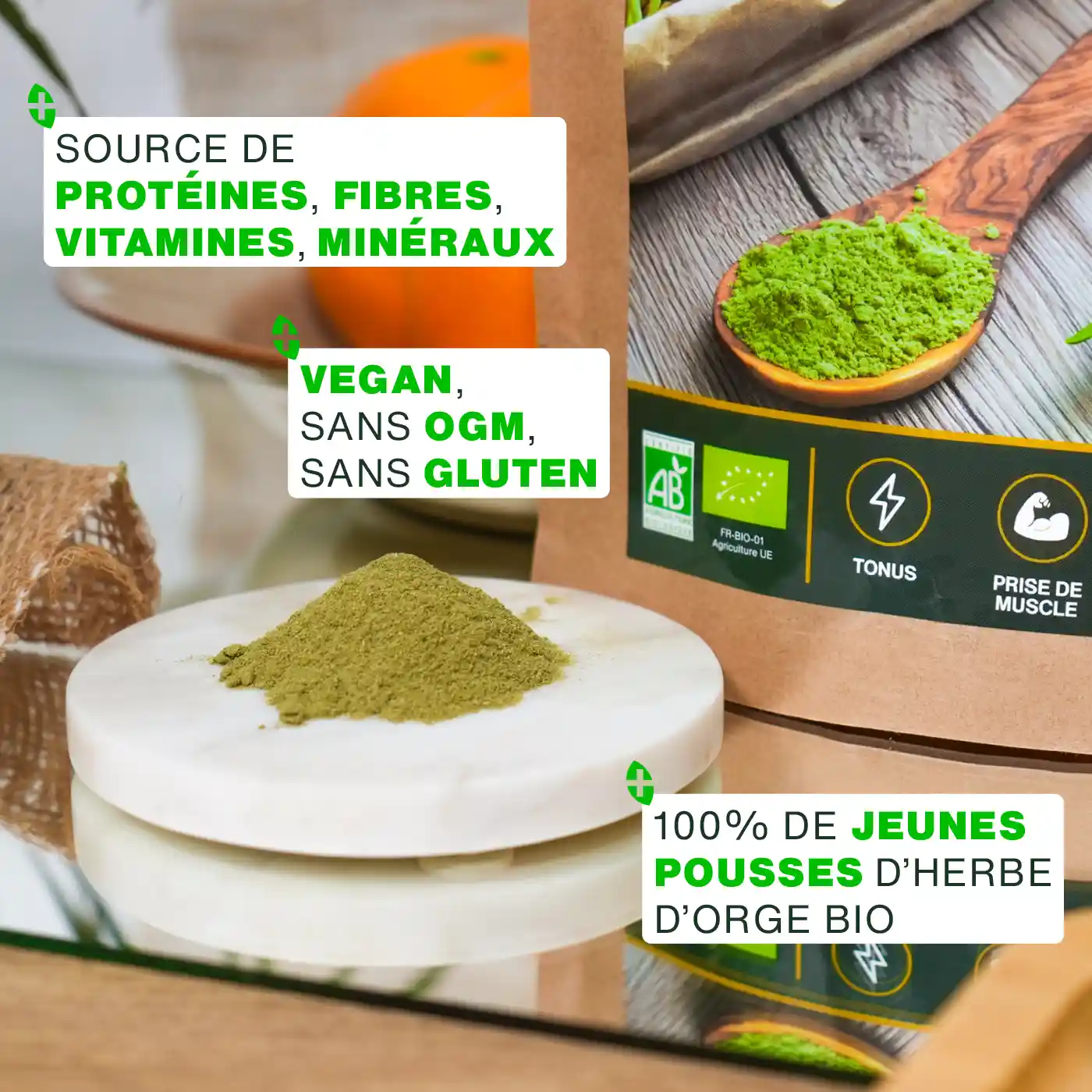 Herbe d'Orge en Poudre Bio 500g - Image 3