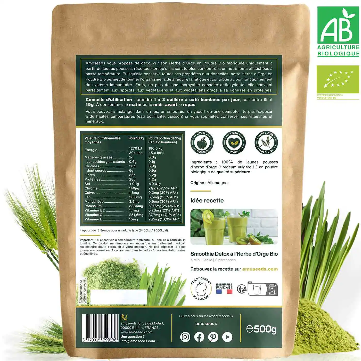 Herbe d'Orge en Poudre Bio 500g - Image 6