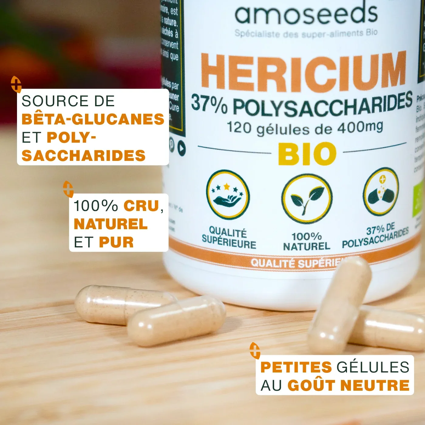 Hericium Bio, 37% Polysaccharides | 120 gélules - Image 3