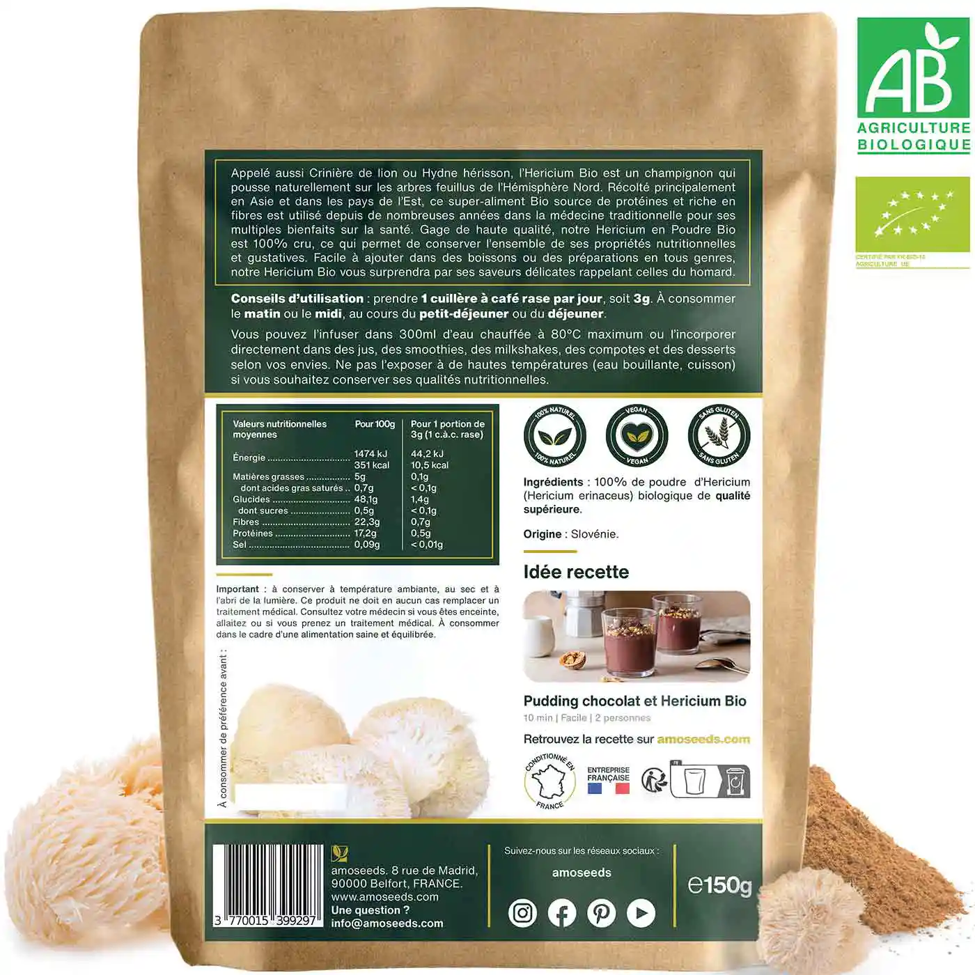 Hericium en Poudre Bio 150g - Image 6