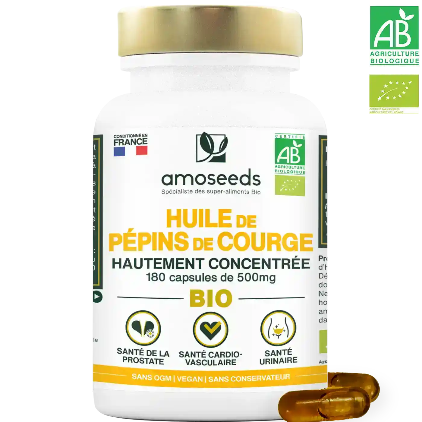 Huile de Pépins de Courge Bio | 180 capsules