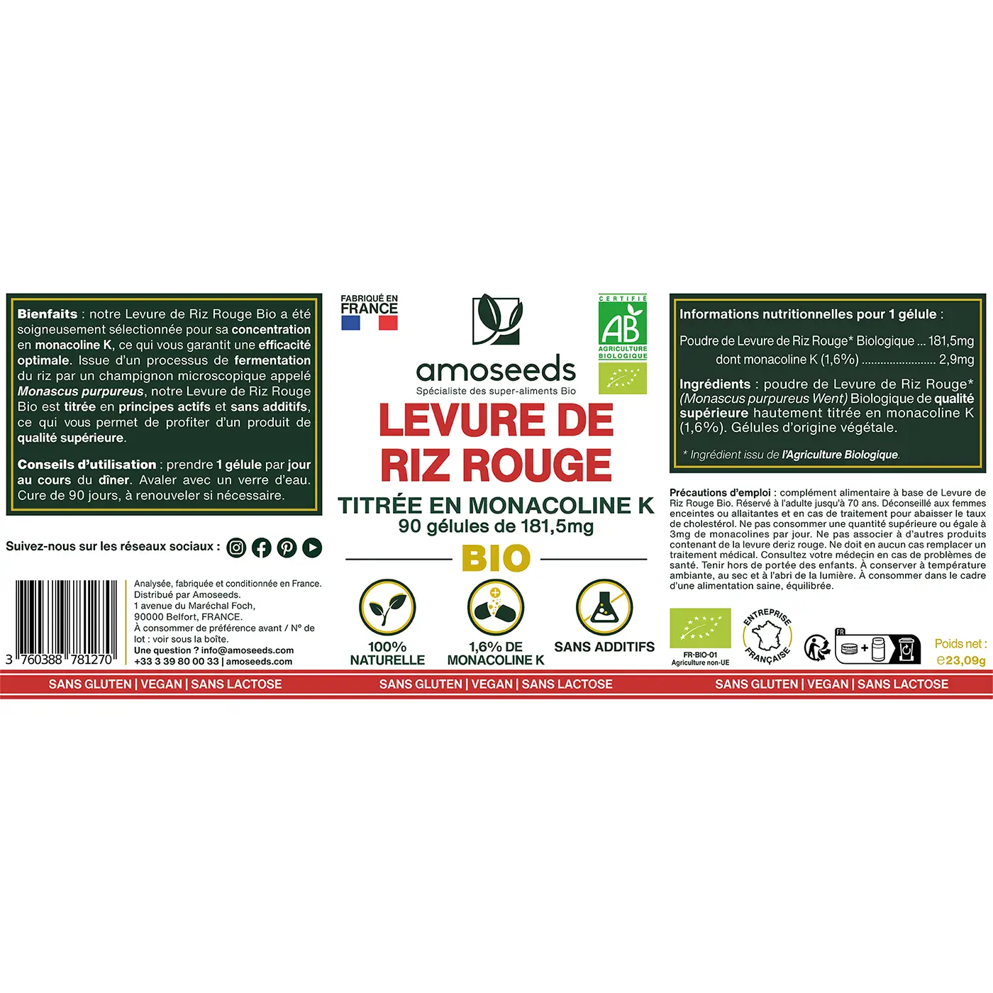Levure de Riz Rouge Bio | 90 gélules - Image 6