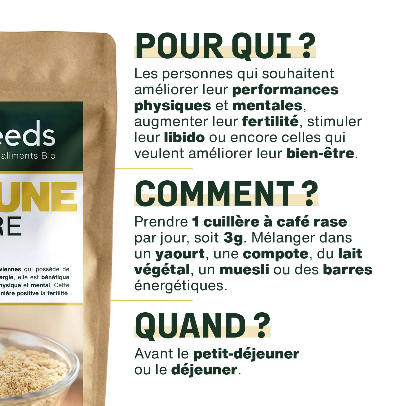 Maca Jaune en Poudre Bio 500g - Image 4