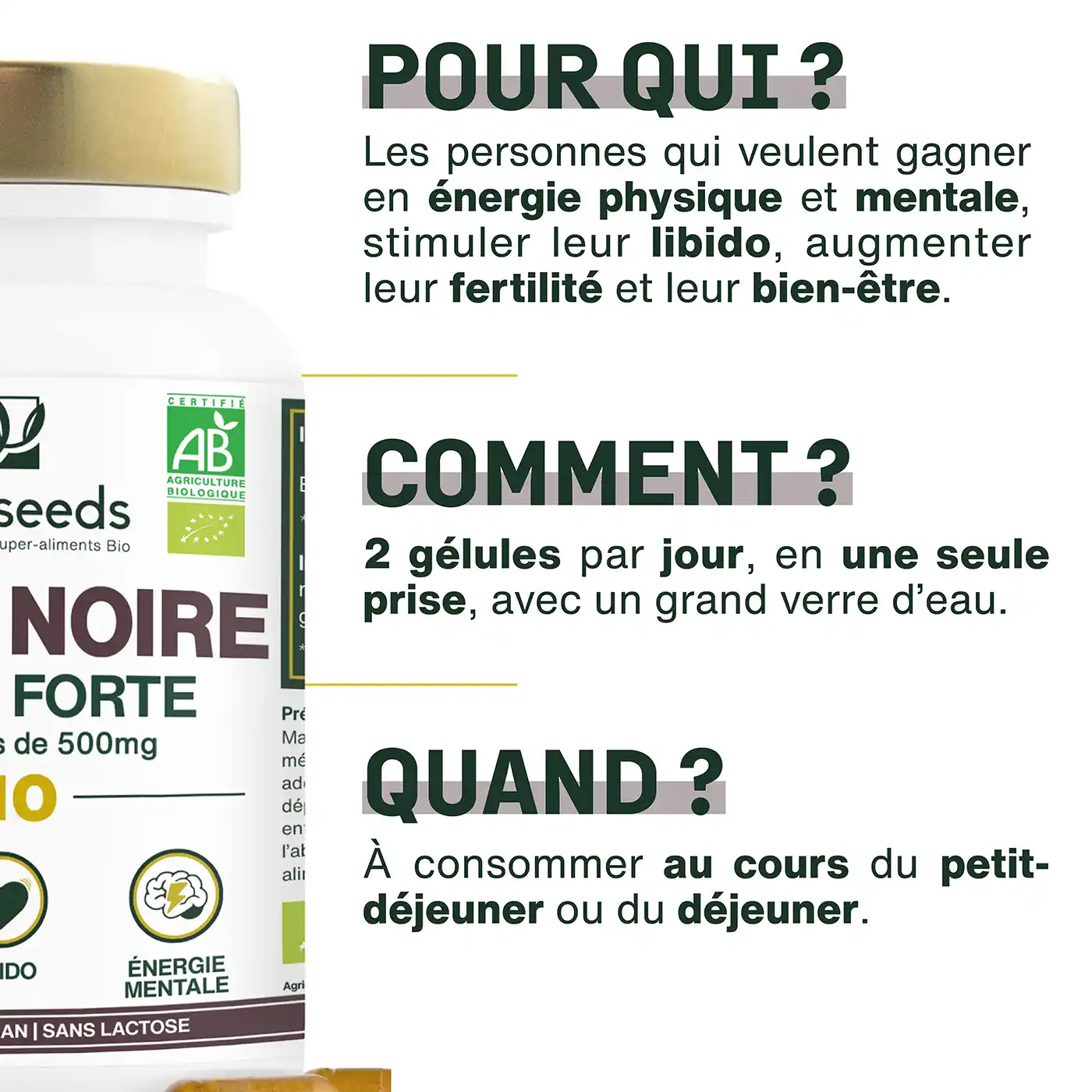Maca Noire Bio, Extra Forte | 120 gélules - Image 4