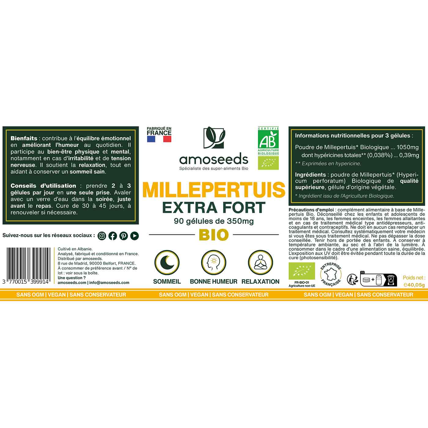 Millepertuis Bio, Extra Fort | 90 gélules - Image 6