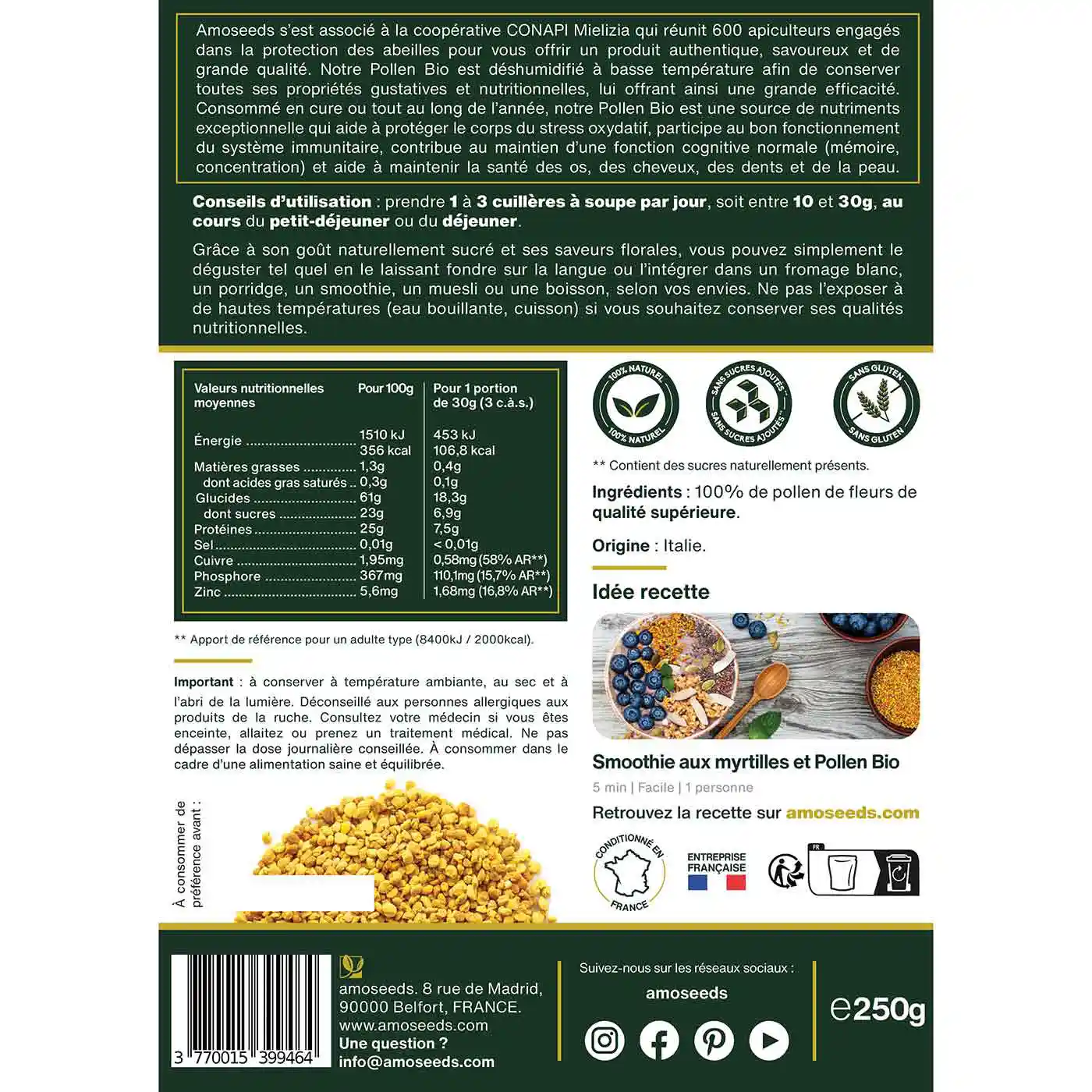 Pollen de Fleurs Bio 250g - Image 8
