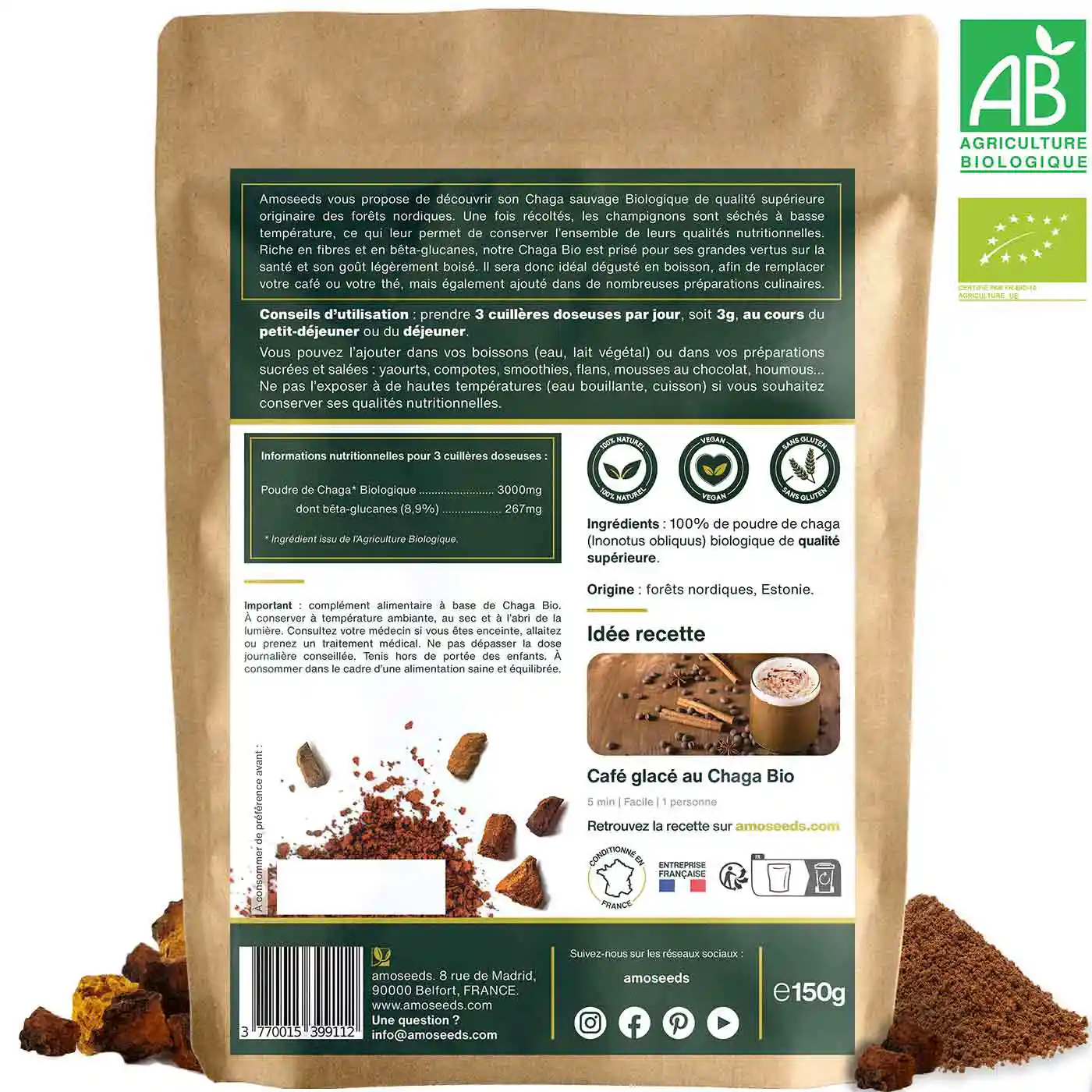 Poudre de Chaga Bio 150g - Image 6