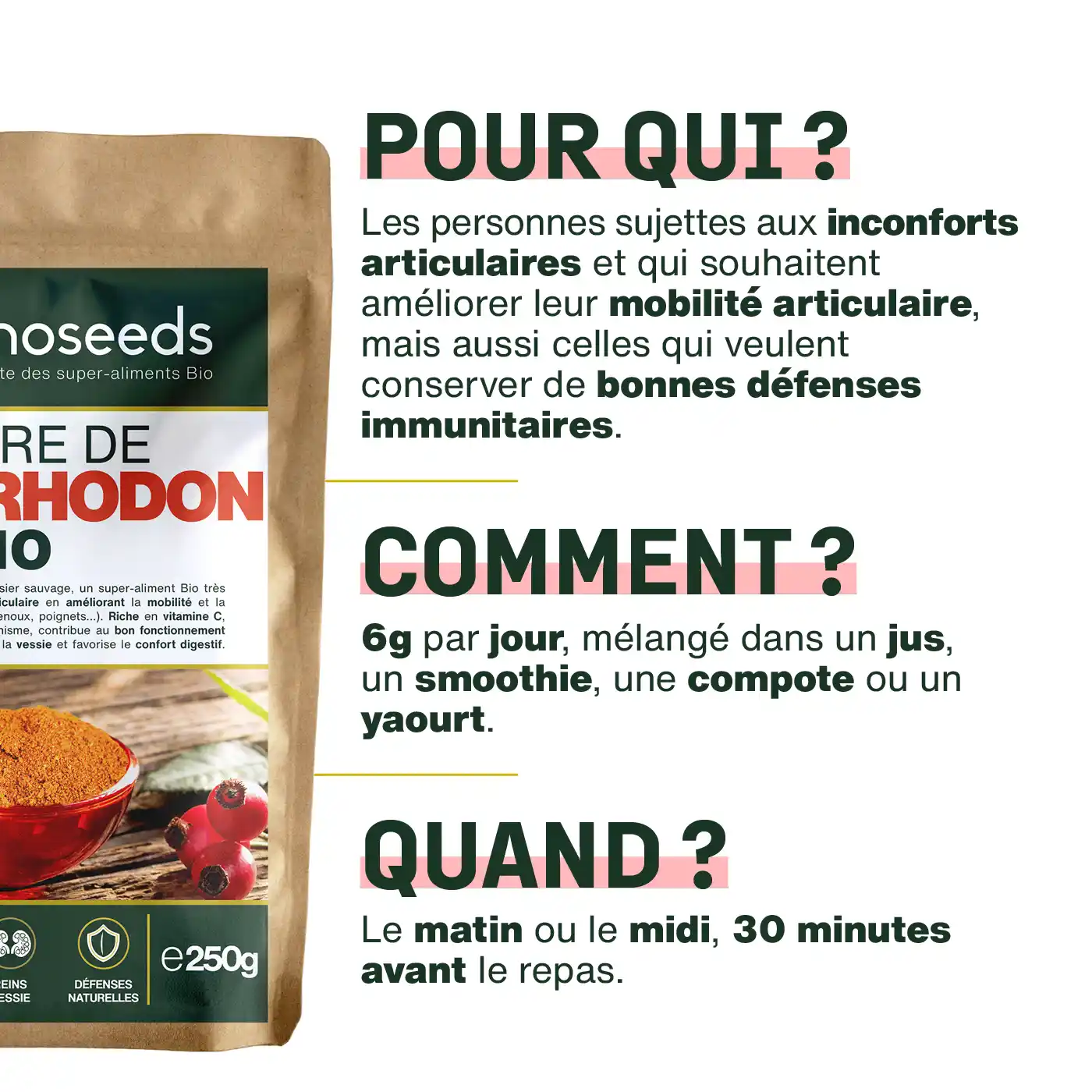 Poudre de Cynorrhodon Bio 250g - Image 4