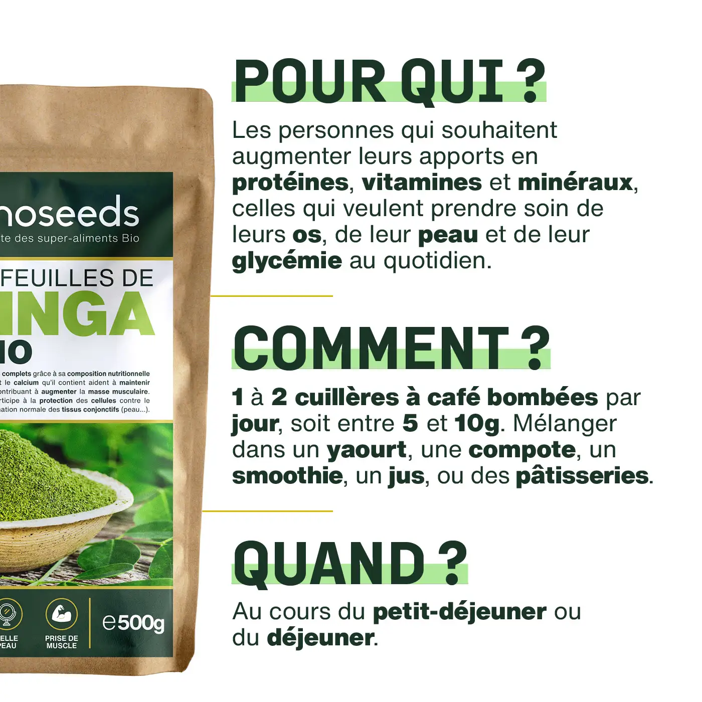 Poudre de Moringa Bio 500g - Image 4