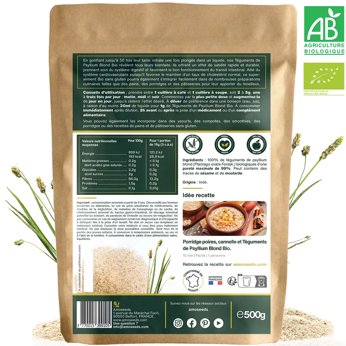 Psyllium Blond Bio 500g (téguments) - Image 6