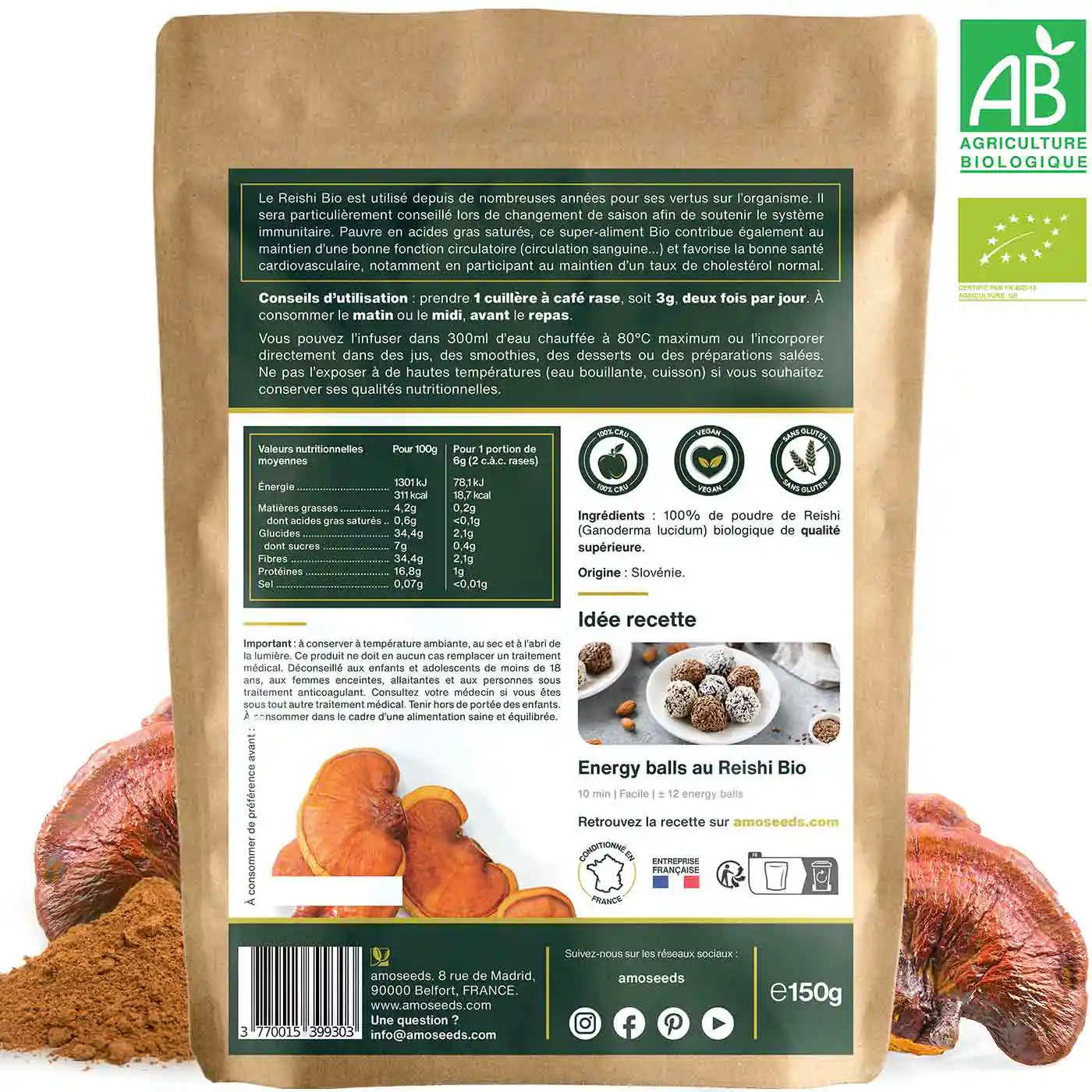 Reishi en Poudre Bio 150g - Image 6