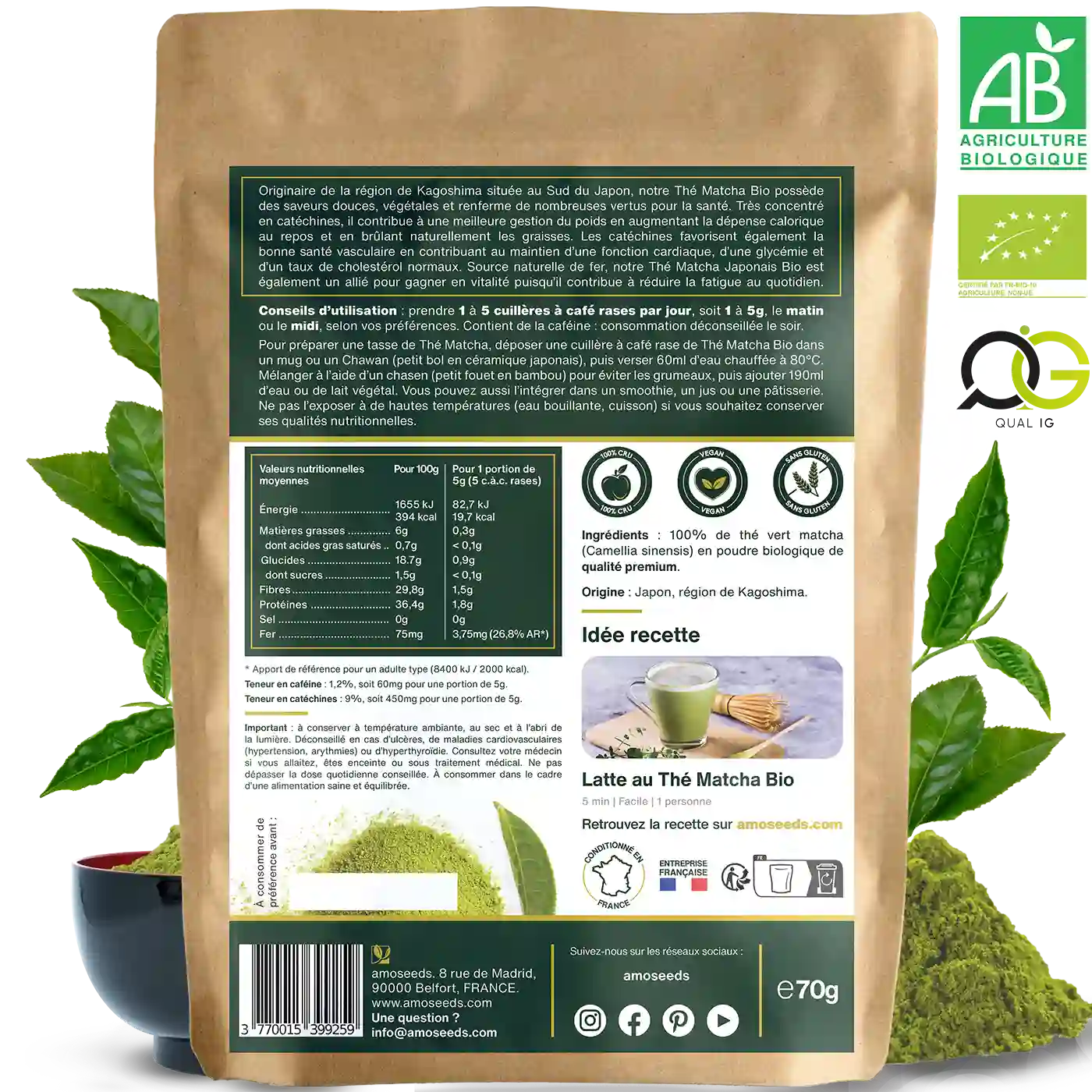 Thé Matcha Premium Japonais en Poudre Bio 70g - Image 6